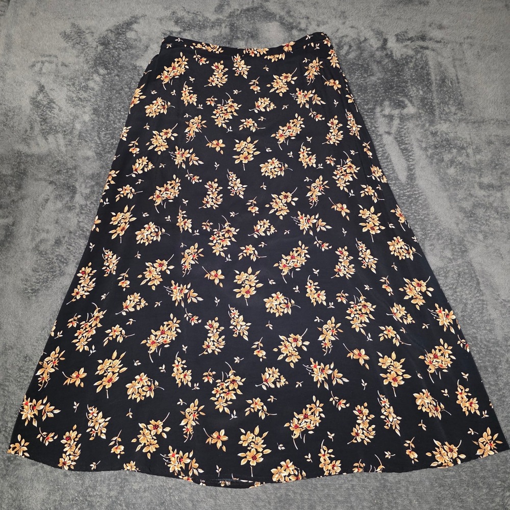 Vintage Floral Maxi Skirt Womens 12 100% Rayon Practical Magic Witchy Whimsygoth